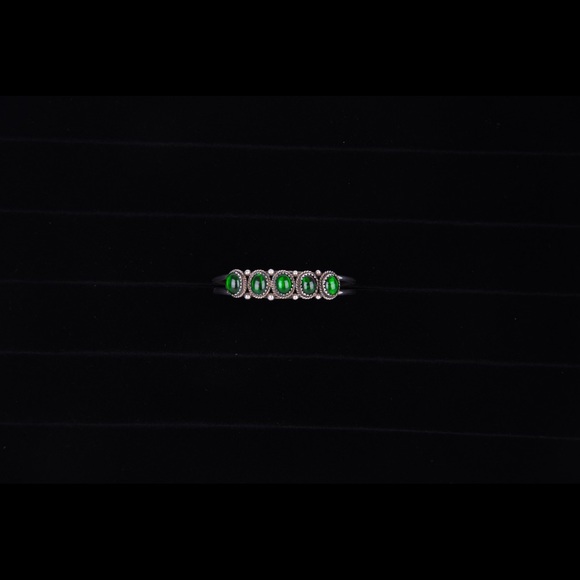 VTG Navajo Nakai Signed Stealing Silver Abalone Green Resin Cuff Bracelet - Picture 9 of 13